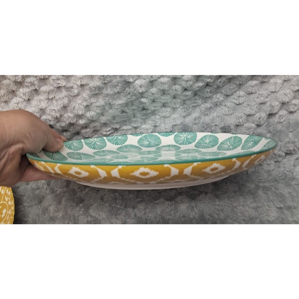 Set 4 Selamica Porcelain Dinner Plates Large 10.5" Dinnerware Ceramic Geometric - Picture 8 of 16